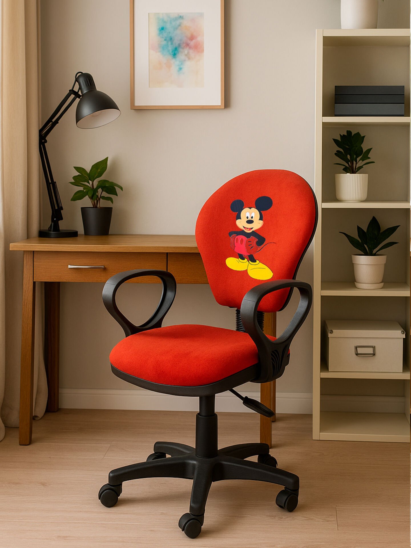 Mickey Mouse Çocuk Çalışma Koltuğu | Döner Ofis Sandalyesi Yükseklik Ayarlı Ders ve Oda Koltuğu