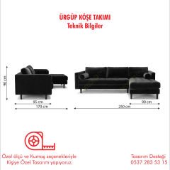 Ürgüp Modern Rahat Köşe Takımı Pati Dostu Kumaş  - Sağ Köşe