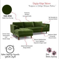 Ürgüp Modern Rahat Köşe Takımı Pati Dostu Kumaş - Sol Köşe