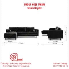 Ürgüp Modern Rahat Köşe Takımı Pati Dostu Kumaş - Sol Köşe