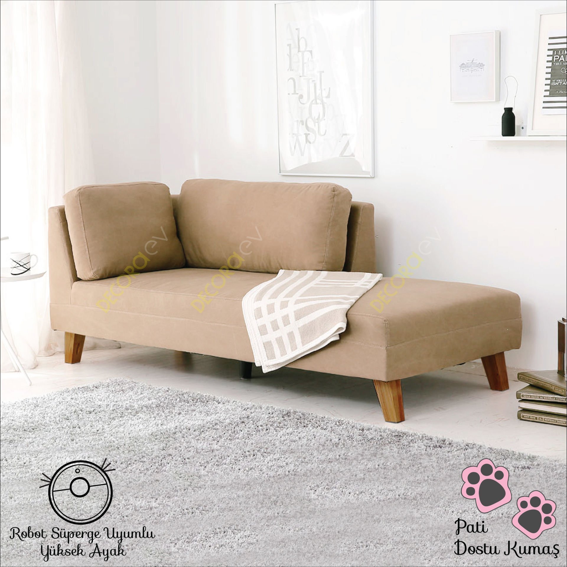 Bella Rahat Dinlenme Koltuğu Terapi ve Josephine Koltuk Pati Dostu Kumaş Sol Köşe