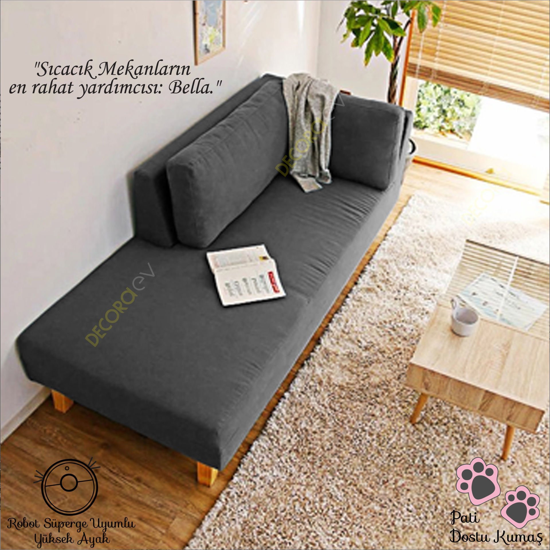 Bella Dinlenme Koltuğu Terapi ve Josephine Koltuk Pati Dostu Kumaş Sağ Köşe