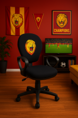 GS Aslan Temalı Sarı Kırmızı Çocuk Çalışma Koltuğu | Taraftar Ofis ve Ders Sandalyesi Tekerlekli