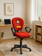 Mickey Mouse Çocuk Çalışma Koltuğu | Döner Ofis Sandalyesi Yükseklik Ayarlı Ders ve Oda Koltuğu