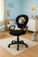 Kara Kartal Baskılı Çocuk Çalışma Koltuğu | Beşiktaş Taraftar Sandalyesi