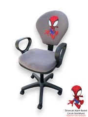 Örümcek Adam Desenli Çocuk Odası Ders Çalışma Sandalyesi Ofis Koltuğu Tekerlekli Çocuk Sandalyesi