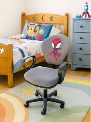 Örümcek Adam Desenli Çocuk Odası Ders Çalışma Sandalyesi Ofis Koltuğu Tekerlekli Çocuk Sandalyesi