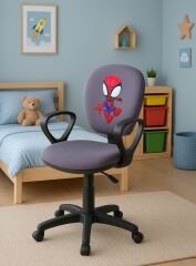 Örümcek Adam Desenli Çocuk Odası Ders Çalışma Sandalyesi Ofis Koltuğu Tekerlekli Çocuk Sandalyesi