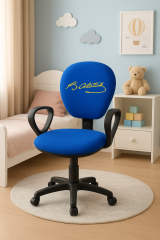 Atatürk İmzalı Fb Taraftar Çocuk Çalışma Koltuğu Sarı Lacivert Tekerlekli Döner Ofis Ders Sandalyesi